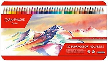 Caran D'ache Supracolour Soft Aquarelle Pencils, Multicoloured, Tin Of 120, For Adults, Home Art, Soft Lead, Watersoluble, Amateur Professional Artists, Illustrators, Graphic Designers, Teachers