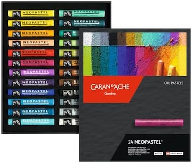 مجموعة ألوان زيت الباستيل عالية الجودة من Caran D'ache Neopastel مكونة من 24 لونًا متنوعًا
