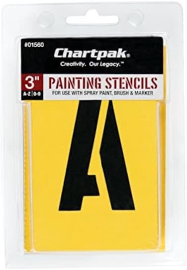 استنسل رسم الحروف والأرقام من Chartpak، A-Z و0-9، ارتفاع 7.62 سم، 35 في كل عبوة (01560)