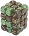 Chessex Dice D6 Sets: Gemini Black &amp; Green With Gold - 12mm Six Sided Die (36) Block Of Dice