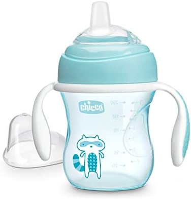 Chicco Chicco Soft Silicone Spout Spill Free Transition Baby Sippy Cup 210ml Blue 4M+, Blue