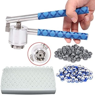 مكشكش قارورة قابلة للطي مقاس 20 ملم + 100 قارورة زجاجية (10 مل) + 100 سدادة مطاطية + 100 غطاء قلاب من البلاستيك والألومنيوم