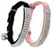 Chukchi Soft Velvet Safe Cat Adjustable Collar Bling Diamante With Bells, 2 Pcs Black+Pink