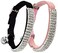 Chukchi Soft Velvet Safe Cat Adjustable Collar Bling Diamante With Bells, 2 Pcs Black+Pink