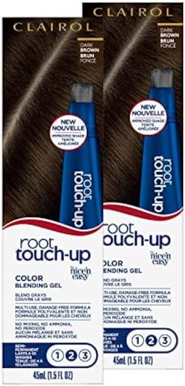 Clairol Root Touch-Up Semi-Permanent Hair Color Blending Gel, 4 Dark Brown, Pack Of 2