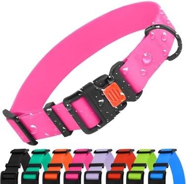 Collardirect Waterproof Dog Collar - Silicone, Plastic Collar, Odor-Resistant, Easy To Clean, For Large, Medium, Small Dogs - Adjustable Collar With Breakaway Buckle (Neck Fit 10"-13", Pink)