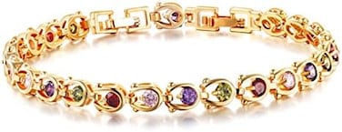Comelyjewel Aken Tech Women Bracelets, 18K Multi-Gemstone And Diamond Tennis Bracelet Gold Heart Bracelets For Women (Diamond Bracelet)