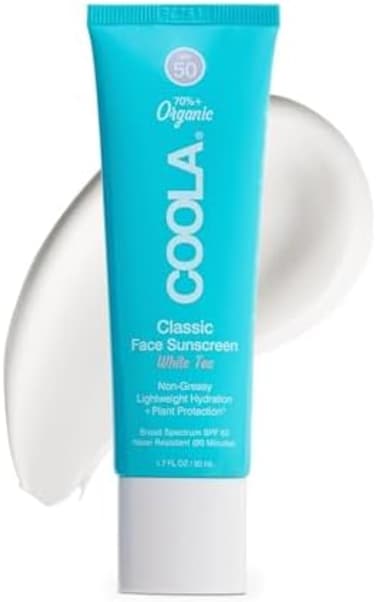 Coola Organic Face Sunscreen SPF 50 Sunblock Lotion, Dermatologist Tested Skin Care For Daily Protection, Vegan And Gluten Free, White Tea, 1.7 Fl Oz