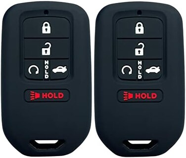Coolbestda 2Pcs Silicone Full Protective Key Fob Remote Cover Case Skin Jacket For A2C81642600 2015 2016 2017 Honda Civic Accord Pilot Cr-V 5 Buttons Smart Key Black