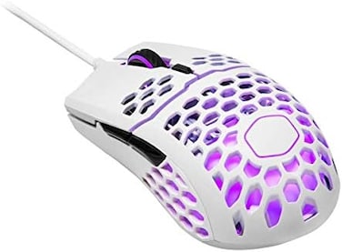 Cooler Master mm711 60G Glossy White Gaming Mouse With Lightweight Honeycomb Shell, Ultraweave Cable, 16000 Dpi Optical Sensor And Rgb Accents