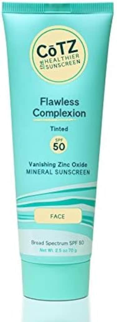 واقي شمسي ملون للوجه معدني خالٍ من العيوب من Cōtz واسع الطيف بعامل حماية من الشمس 50، 2.5 أونصة / 70 جم