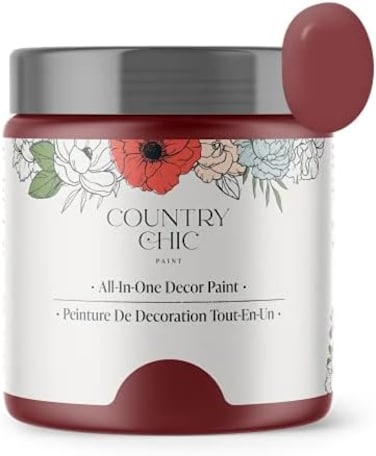 Country Chic Paint Chalk Style - For Furniture, Home Decor, Crafts - Eco-Friendly - All-In-One - No Wax Needed (Cranberry Sauce [Red], Sample (4 Oz))