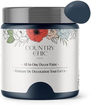 Country Chic Paint Chalk Style Paint - For Furniture, Home Decor, Crafts - Eco-Friendly - All-In-One - No Wax Needed (Peacoat [Navy Blue], Sample (4 Oz))