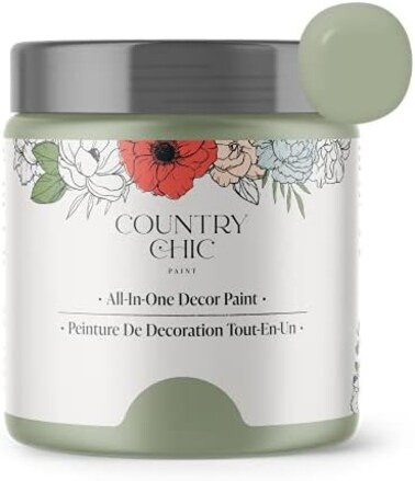 طلاء على شكل طباشير Country Chic - للأثاث، وديكور المنزل، والحرف اليدوية - صديق للبيئة - الكل في واحد - لا حاجة إلى الشمع (نصيحة حكيمة [أخضر حكيم]، عينة (4 أونصة))