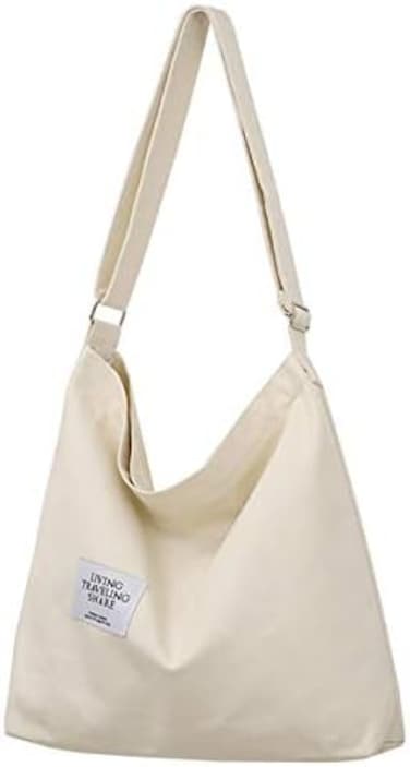Covelin Women's Retro Large Size Canvas Shoulder Bag Hobo Crossbody Handbag Casual Tote