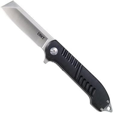 سكين جيب قابل للطي من Crkt Razel Gt: للحمل اليومي، شفرة ساطور من الفولاذ المقاوم للصدأ مع لمسة نهائية من الساتان، قفل بطانة، مقبض ألومنيوم أسود، فتحة حبل 4031 متعددة مقاس واحد