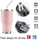 D&middot;S 30Oz Sakura Pink Tumbler Stainless Steel Double Wall Vacuum Insulated Mug With Straw And Lid, Cleaning Brush For Cold And Hot Beverages