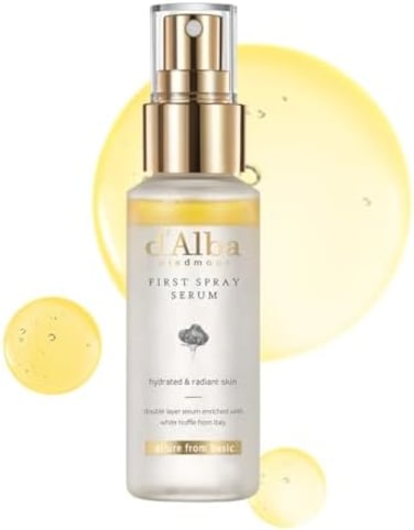 D'Alba Piedmont Italian White Truffle First Spray Serum, Vegan Skincare, Hydrating Facial Mist With White Truffles, Glow Serum For Radiant Skin, All In One Care (1.69 Oz.)
