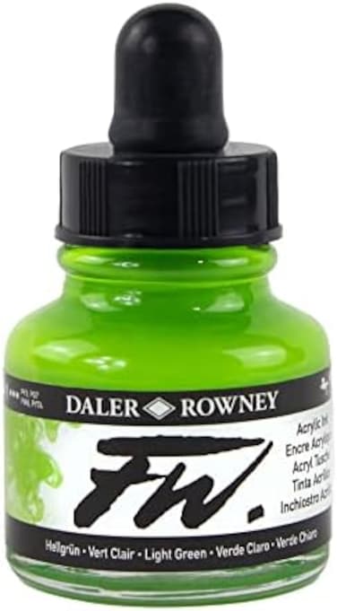 Daler Rowney Fw Acrylic Ink Bottle Light Green - Versatile Acrylic Drawing Ink For Artists And Students - Permanent Calligraphy Ink - Archival Ink For Illustrating And More