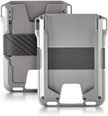 محفظة تكتيكية - حامل بطاقات حجب Rfid للرجال - تصميم بسيط معدني بالكامل - نظام السكك الحديدية المتكامل وشريط النقود - سهولة الوصول إلى الأموال والبطاقات - محفظة جيب أمامي M1 Rail Edc