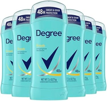 Degree Antiperspirant Deodorant 48-Hour Sweat And Odor Protection Fresh Energy Antiperspirant For Women 2.6 Oz, Pack Of 6