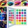 De'Lanci Neon Eyeshadow Glow In The Dark, Aurora Glow Eyeshadow Palette Stage, Clubbing Makeup Kit UV Glow Blacklight Matte And Glitter Fluorescent Eye Shadows Pigment Luminous