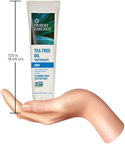 معجون أسنان زيت شجرة الشاي من Desert Essence - نعناع - 6.25 أونصة - طعم منعش - ينظف الأسنان واللثة بعمق - يساعد على مكافحة البلاك - ملح البحر - زيت عطري نقي - صودا الخبز - يعزز صحة الفم