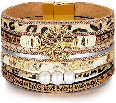 أساور جلدية ملهمة من شجرة الحياة للنساء، هدايا مجوهرات عيد ميلاد الأم للفتيات المراهقات