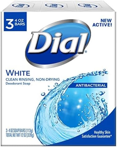 Dial White Antibacterial Deodorant Soap For Unisex 3 X 4 Oz Soap