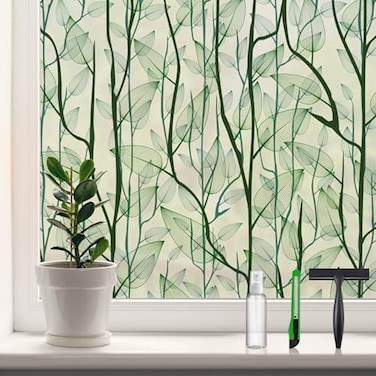 Dktie Static Cling Decorative Window Film Vinyl Non Adhesive Privacy Film, Stained Glass Window Film For Bathroom Shower Door Heat Cotrol Anti UV 17.7In.By 78.7In.(45X200Cm) Multi