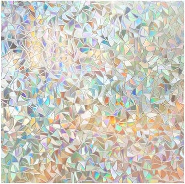 Dowell Window Privacy Film, Stained Glass Window Film, Rainbow Decorative Window Clings, Static Cling Window Sticker, Non-Adhesive Window Decals For Home UV Protection, 17.5 X 78.7 Inches