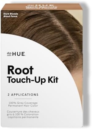 مجموعة Dphue Root Touch-Up - أشقر داكن، تطبيقان - حل دائم لتهذيب الشعر الرمادي وتغطية الجذور - أمونيا منخفضة، لون كريمي بجودة صالونات التجميل مصنوع في إيطاليا