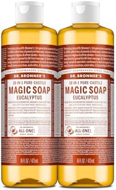 Dr. Bronner's Pure-Castile Liquid Soap, Eucalyptus Scent, 16Oz. (2 Pack)