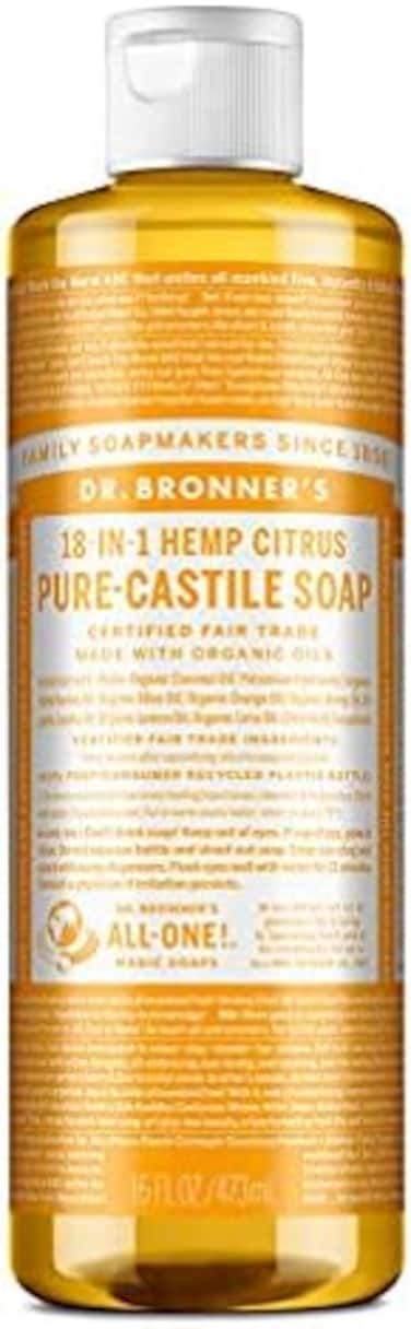 Dr. Bronner's - Pure-Castile Liquid Soap (Citrus, 16 Ounce) - Made With Organic Oils, 18-In-1 Uses: Face, Body, Hair, Laundry, Pets And Dishes, Concentrated, Vegan, Non-Gmo