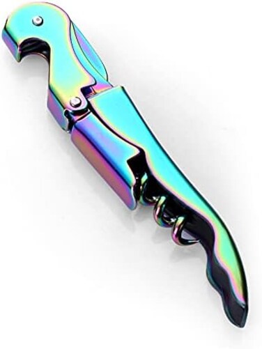 Waiters Corkscrew Professional Waiter Corkscrew Wine Openers, Stainless Steel Wine Key For Restaurant Waiters, Classic All-In-One Corkscrew, Bottle Opener And Foil Cutter (1Pack Iridescent)&hellip;