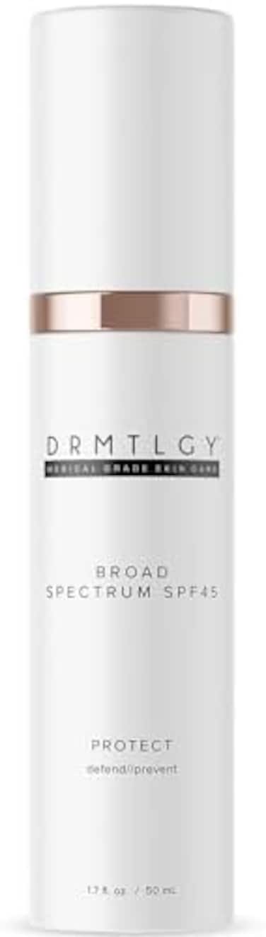 Drmtlgy Anti Aging Clear Face Sunscreen And Facial Moisturizer With Broad Spectrum SPF 45. Oil Free, Zinc Oxide Sunscreen For Sensitive Skin And Acne Prone Skin.