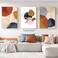 Blue And Orange Terracotta Wall Art - Frameless 16X24Inchx3Pcs Modern Abstract Pictures For Living Room Wall Decor
