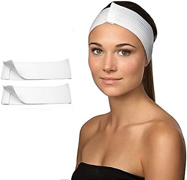 عصابات رأس سبا قابلة للتمدد للنساء، عصابات رأس للوجه للاستعمال مرة واحدة لعلاجات السبا، عصابات رأس بيضاء للاستعمال مرة واحدة للوجه، عصابات رأس ناعمة ومرنة للوجه (عبوة من 48 قطعة)