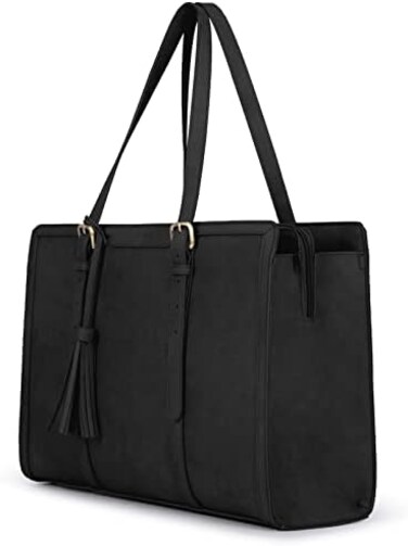 حقيبة مدرسية للنساء من Ecosusi Ordi مقاس 15.6 بوصة مع 3 أقسام، حقيبة يد كبيرة الحجم من جلد البولي يوريثان، حزام كتف قابل للتعديل