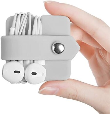 منظم سلك، منظم سماعات أذن خالٍ من التشابك، منظم كابلات سماعات الرأس، منظم لف لف الحبل، لفاف سماعات الأذن، لفاف لفاف الحبل، لفاف الكابل، رمادي فاتح Ewones-T