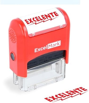 Excelmark Excelente - Self-Inking Two-Color Rubber Spanish Teacher Stamp - Perfect For Grading Homework - Red And Blue Ink
