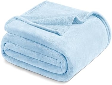 بطانية صوف مقاس مزدوج للسرير، فائقة النعومة ودافئة، للاستخدام في جميع المواسم، مريحة، قطيفة، خفيفة الوزن، 60 × 80 بوصة أزرق جليدي