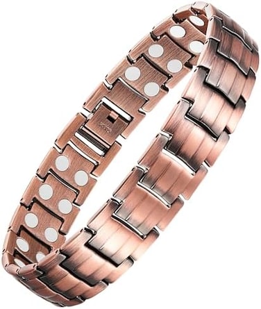 Feraco Men's Copper Magnetic Bracelet Elegant 99.99% Solid Copper Bracelets With Double-Row Strong Magnets, Magnetic Field Therapy Jewelry (Copper)