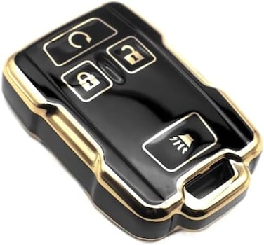 غطاء Feyoun Key Fob متوافق مع Chevy شيفروليه كولورادو سيلفرادو سوبربان تاهو جي إم سي كانيون سييرا 1500 2500 3500 HD TPU عن بعد بدون مفتاح غطاء حماية ملحقات غطاء حماية، أسود