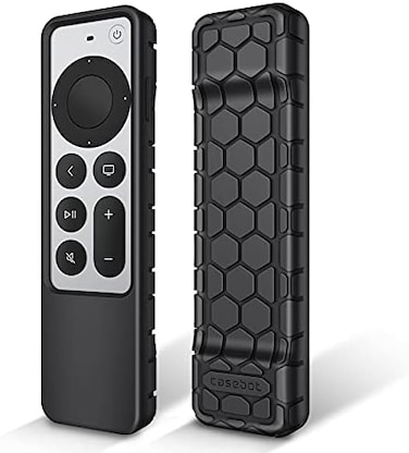 Remote Control Case For Apple Tv 4K / HD Siri Remote 2022 2021 (3Rd / 2Nd Gen) - [Beehive Series] Lightweight Non-Slip Shockproof Silicone Protective Slim Case Cover, Black