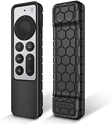 حافظة جهاز التحكم عن بعد لجهاز Apple Tv 4K / HD Siri Remote 2022 2021 (الجيل الثالث / الثاني) - [سلسلة خلية النحل] غطاء حماية نحيف من السيليكون خفيف الوزن غير قابل للانزلاق ومقاوم للصدمات، أسود