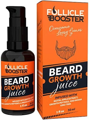 Follicle Booster Beard Growth Oil By - Softens &amp; Strengthens Beards And Moustaches - Masculine Facial Hair Treatment For Groomed Beards Infused With Biotin &amp; 100% Natural Ingredients