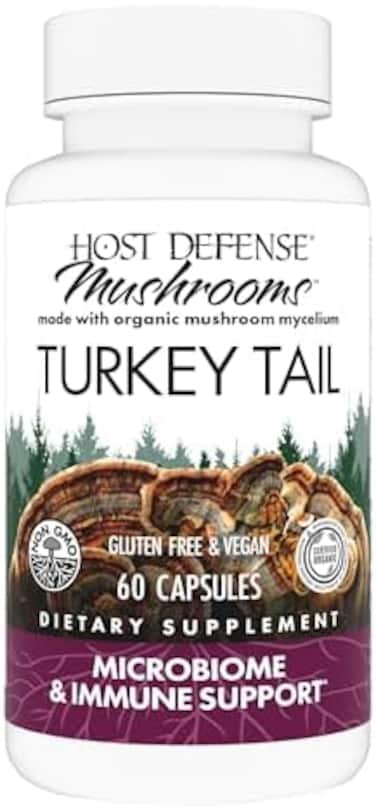 Fungi Perfecti Host Defense Turkey Tail Cellular Support, 60 Vegetarian 100147