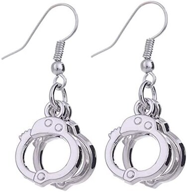 Cute Handcuffs Shape Dangle Earrings Punk Trendy Handcuffs Drop Earrings For Women Jewelry