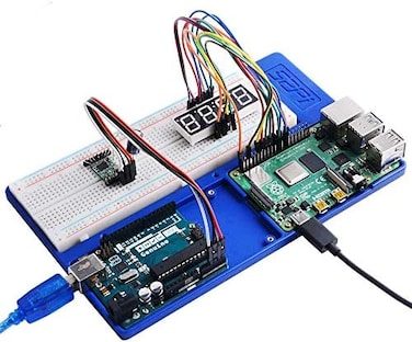 Raspberry Pi 4B Holder Abs Holder Breadboard Holder, 5 In 1 Base Plate Case For Raspberry Pi 4 Model B, 3B+, 3B, 2B, B+, Zero, Zero W And Arduino Uno, Arduino Mega 2560 (Blue Holder)